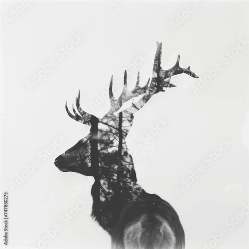 Deer silhouette hunting illustration