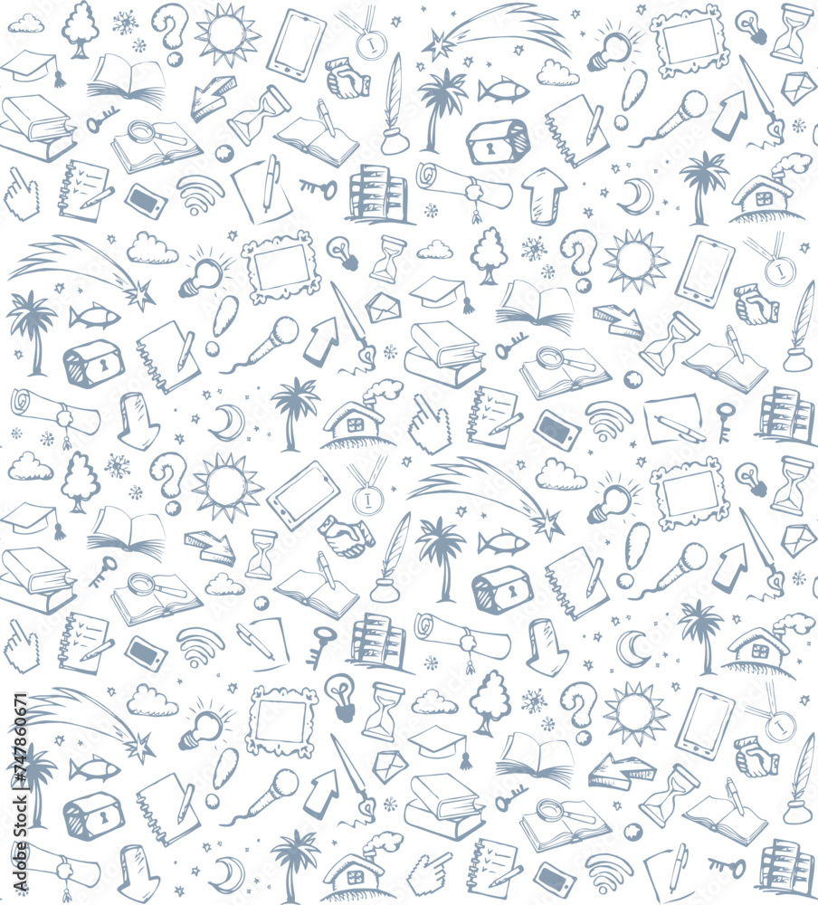 Vector background. Pattern of various icons