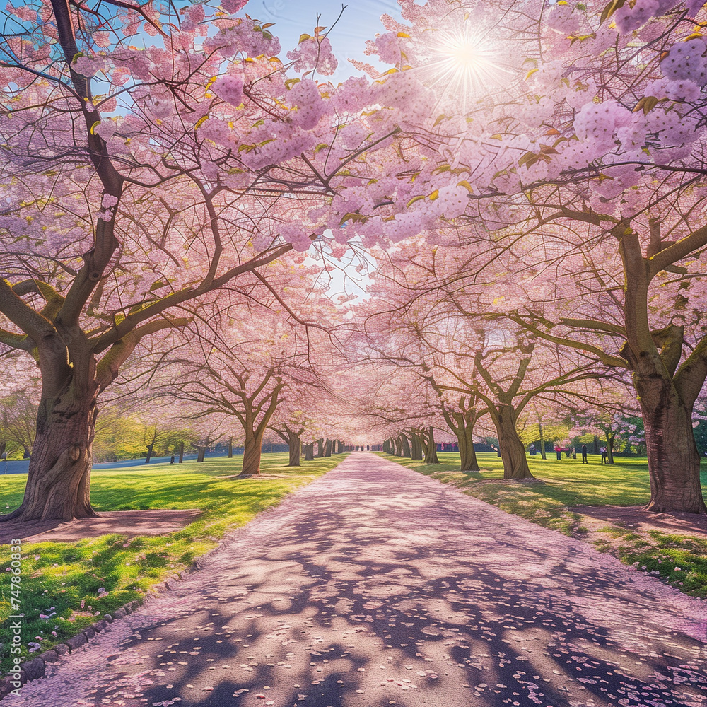Naklejka premium A serene early spring afternoon in a quiet park