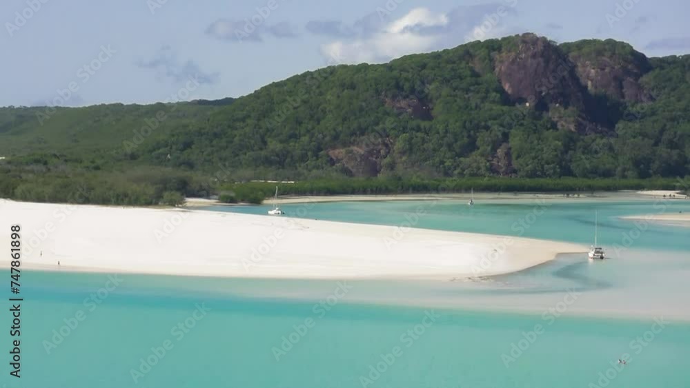 Aerial view of Whitehaven Beach from Hill Inlet, Whitsunday National Park - Queensland, Australia