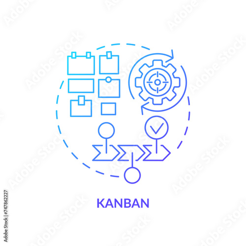Kanban method blue gradient concept icon. Team management. Round shape line illustration. Abstract idea. Graphic design. Easy to use in infographic, promotional material, article, blog post