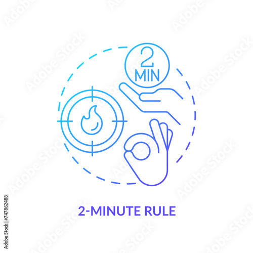 2 minute rule blue gradient concept icon. Task management. Round shape line illustration. Abstract idea. Graphic design. Easy to use in infographic, promotional material, article, blog post