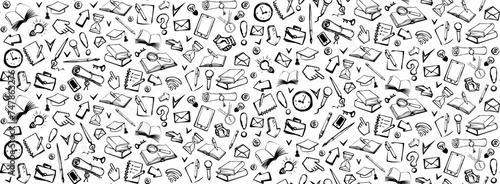 Vector background. Pattern of various icons