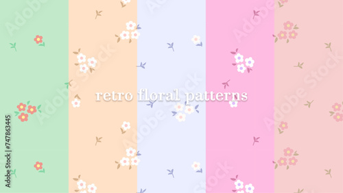 昭和レトロなお花柄セットB　連続模様