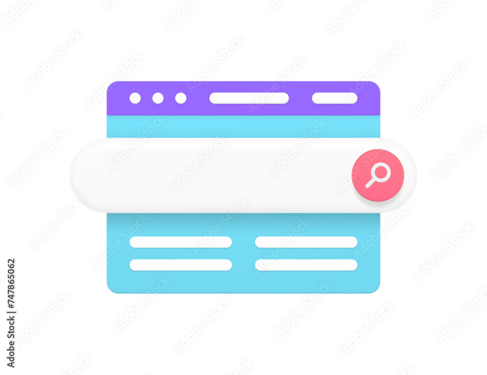 Online searching internet browser address tab global navigation 3d icon realistic vector Online searching internet browser address tab global navigation 3d icon realistic vector