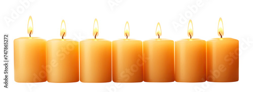 Pillar candles with flames illuminated, cut out