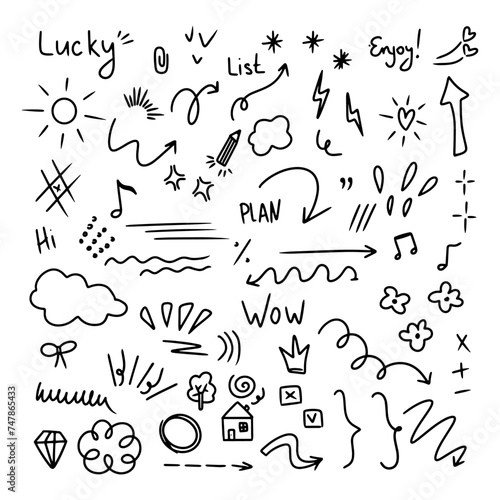 Hand drawn arrow vector icons set sketch arrow design for business plan and education