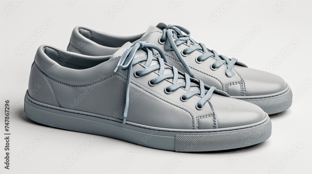 grey shoes mock up isolated on pastel white background