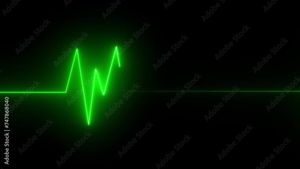 Vidéo Stock EKG 60 BPM Loop Screen, Red. Heart rate monitor