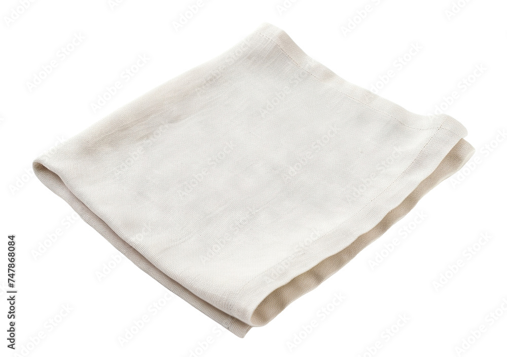 Neatly folded beige linen fabric, cut out Neatly folded beige linen fabric, cut out