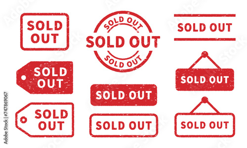 soldout, 売切れ,のかすれスタンプセット