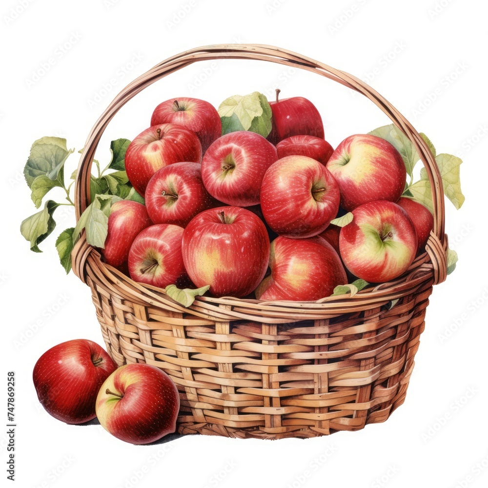Wicker basket full of fresh red apples. Wicker basket full of fresh red apples.