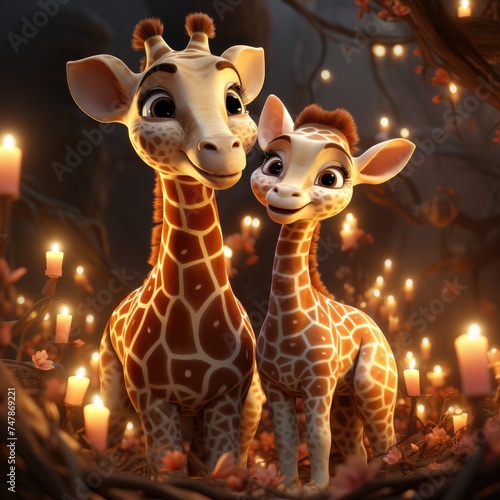 Two Giraffes Standing Side by Side © Boomanoid