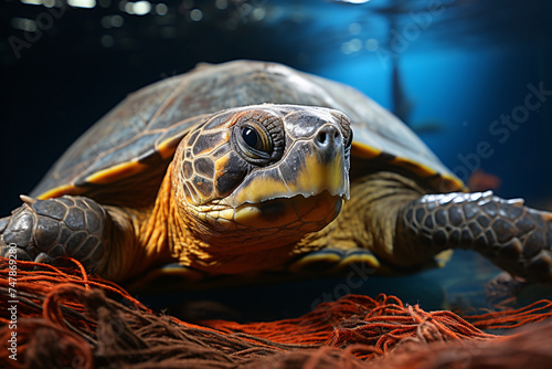 Turtle Caught In Fisherman's Net