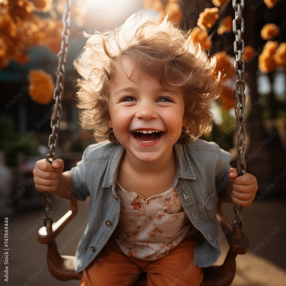 happy little child on swing happy little child on swing