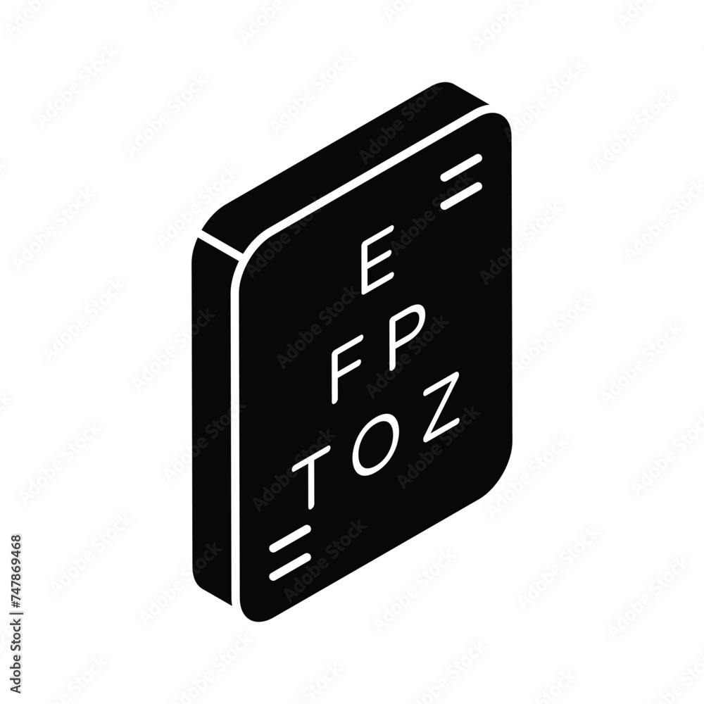 Premium quality isometric vector of eye chart, eye test icon Premium quality isometric vector of eye chart, eye test icon