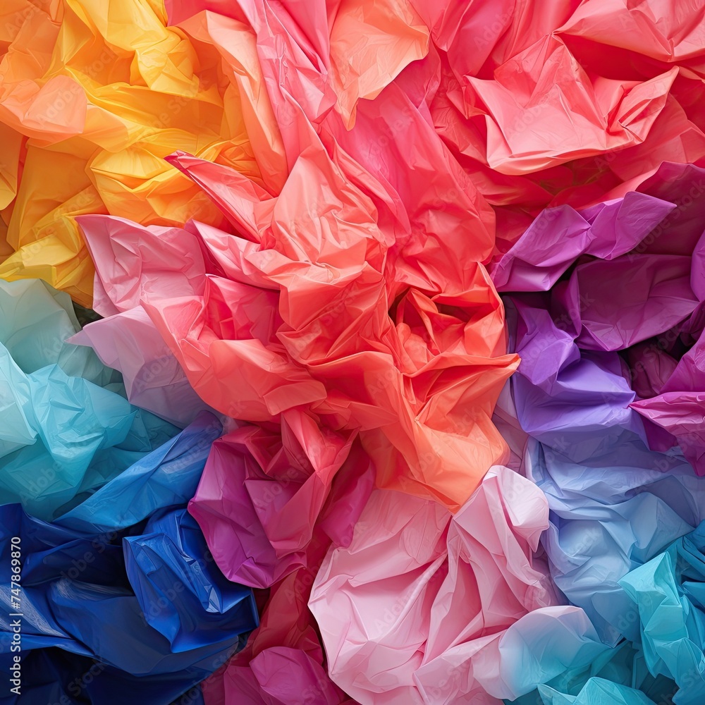 Multicolored background of tissue paper