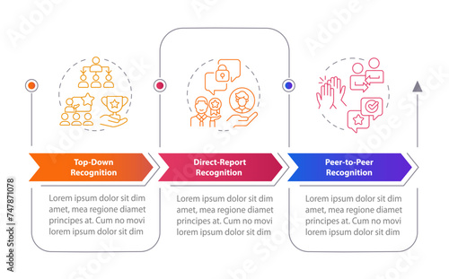Employee recognition forms rectangle infographic template. Data visualization with 3 steps. Editable timeline info chart. Workflow layout with line icons. Myriad Pro-Bold, Regular fonts used