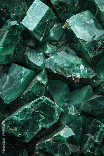 Emerald stone texture, rich green shades with natural inclusions,