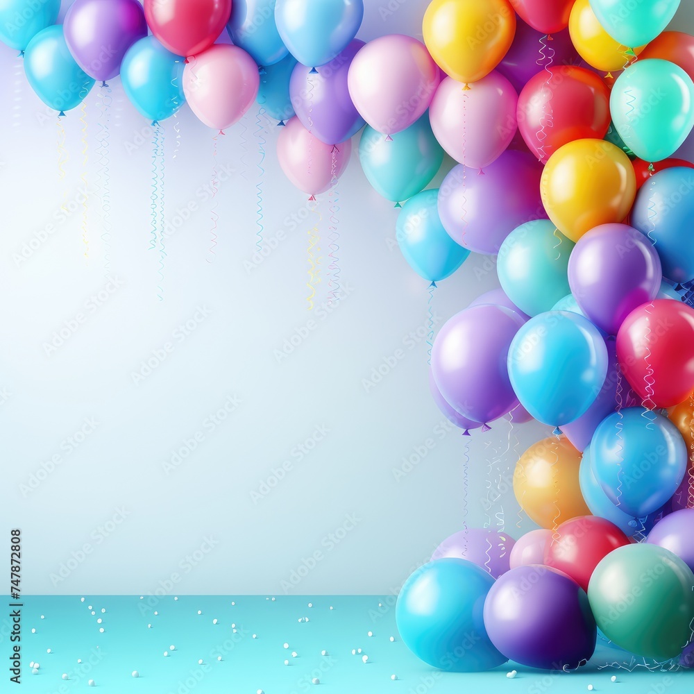 Group of colorful balloons floating in air
