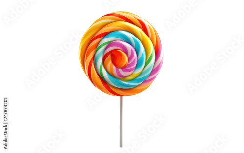Colorful Lollipop. A vibrant lollipop featuring a rainbow of colors. The candy swirls and hues create a visually striking contrast, making it a simple yet eye catching subject.
