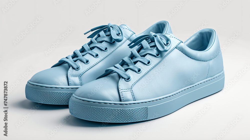 blue shoes mock up isolated on pastel white background blue shoes mock up isolated on pastel white background