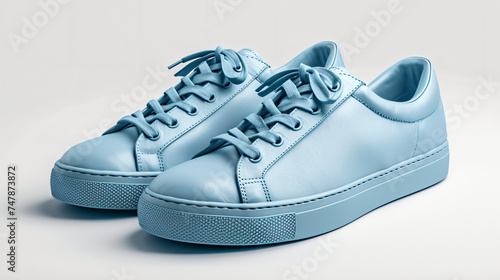 blue shoes mock up isolated on pastel white background