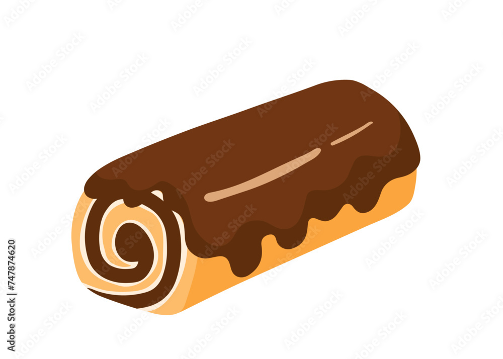 Swiss Roll Cake Chocolate Sweet Dessert Cute Flat Cartoon Vector Illustration Swiss Roll Cake Chocolate Sweet Dessert Cute Flat Cartoon Vector Illustration