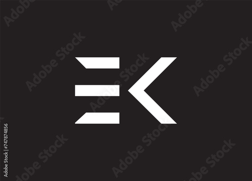  EK KE initial based Alphabet icon logo.