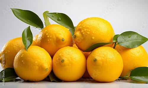 Fresh Lemons With Leaves