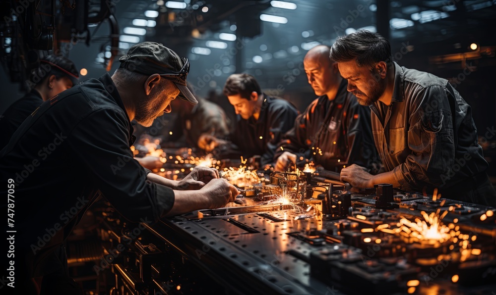 Group of Men Working in Factory