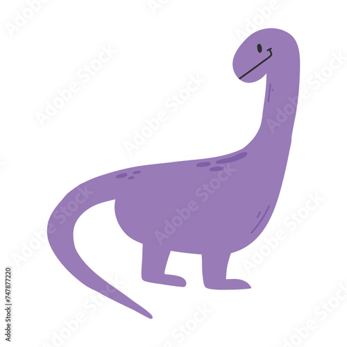 Cute dinosaur in cartoon scandinavian style. Vector illustration for a kids room. Hand drawn dino isolated on white background. Dino character.