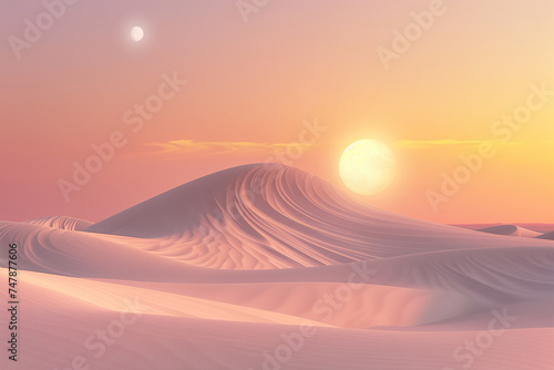 sunrise scene in the desert. panoramic desert scene at sunset 