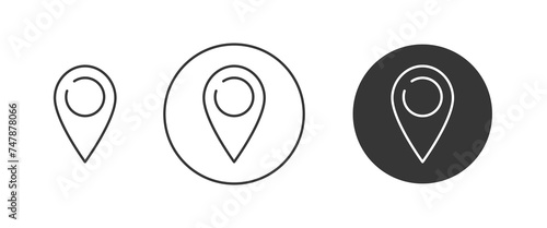 Location pin outline icon set. Editable stroke. Vector symbol in trendy flat style, isolated white background. For design, navigation map, gps, search concept.