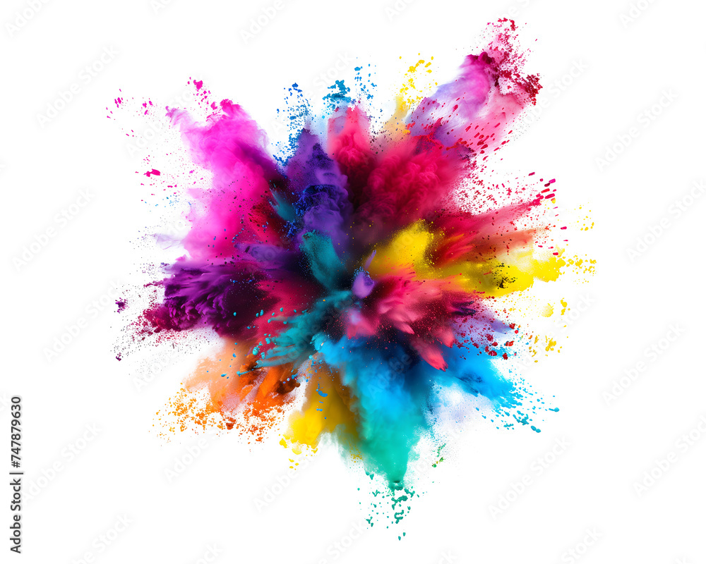 Color Explosion with Different Color Powder Exploding. Colorful Rainbow Holi Color Background with Vibrant Color Powders