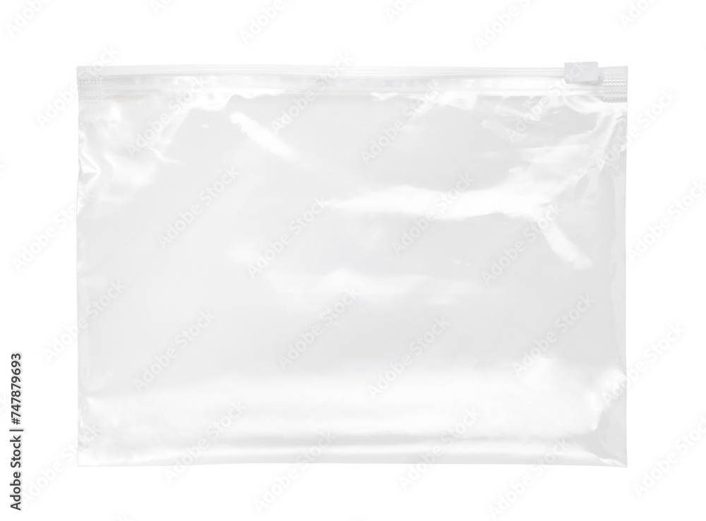 transparent plastic zipper bag isolated on white background transparent plastic zipper bag isolated on white background