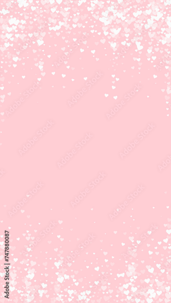 White hearts scattered on pink background. White hearts scattered on pink background.