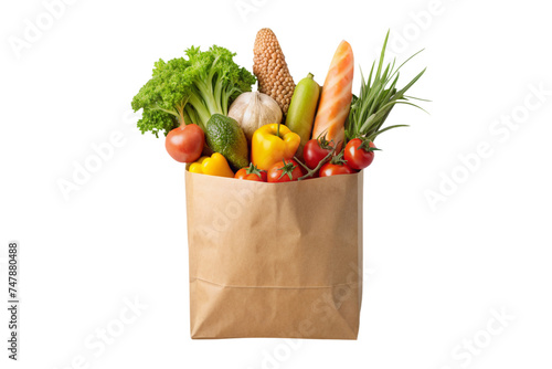 paperbag healthy foods on a transparent background