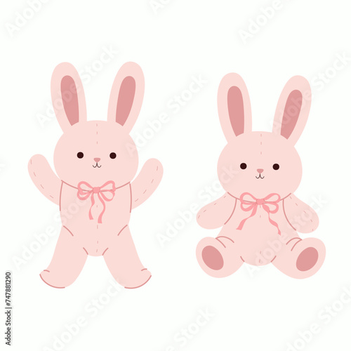 Set of toy rabbits isolate on a white background. Vector graphics.