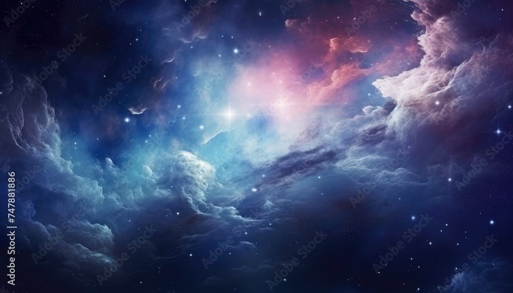 Fototapeta premium Colorful space galaxy cloud nebula. Stary night cosmos. Universe science astronomy