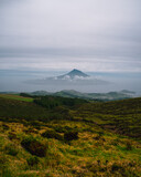 Island Pico with Volcano Mount Pico, Azores - view from island Faial