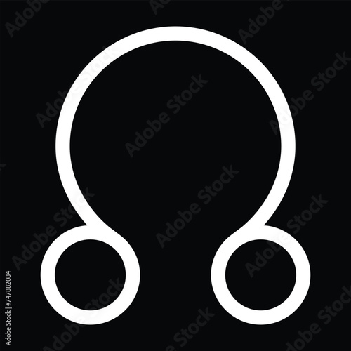 north node rahu astrology symbol. ascending lunar node. zodiac, astronomy and horoscope sign. isolated vector image with black background photo