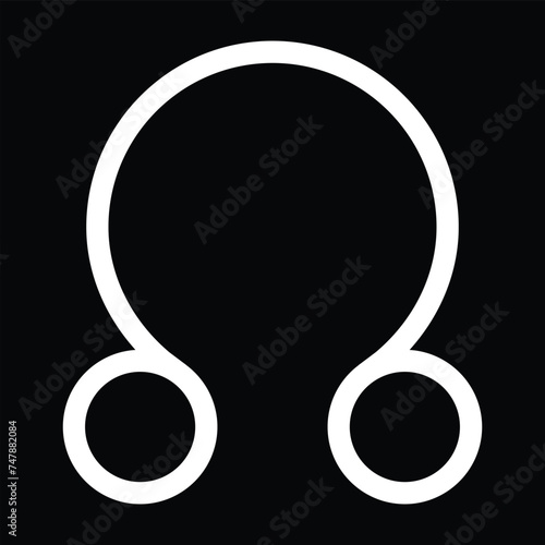 north node rahu astrology symbol. ascending lunar node. zodiac, astronomy and horoscope sign. isolated vector image with black background