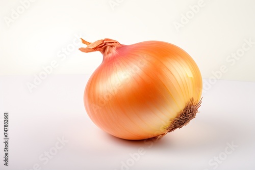 a yellow onion on a white surface
