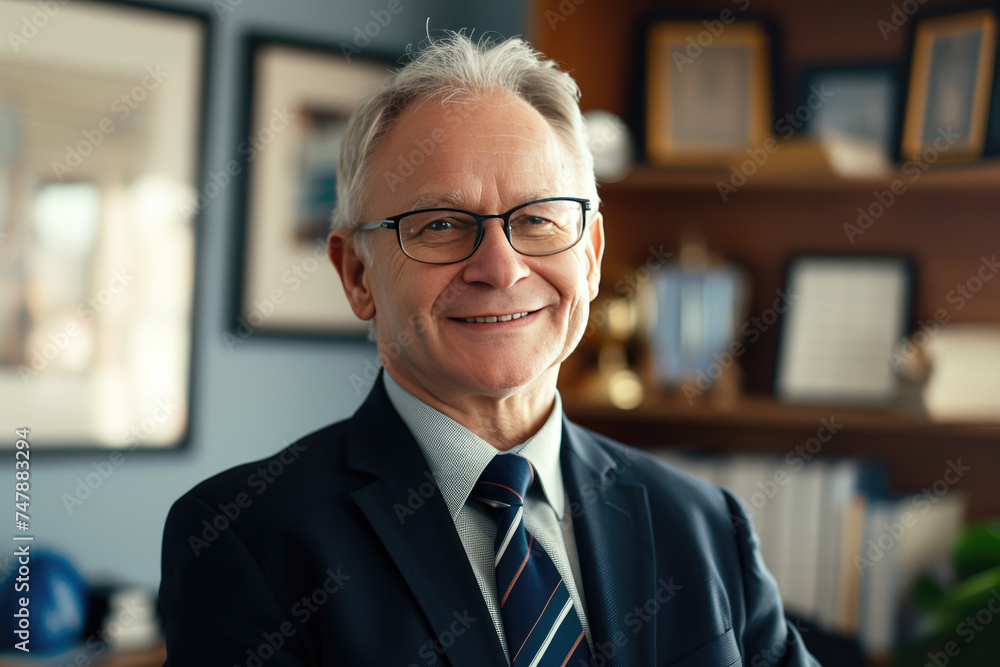 Experienced businessman leader with a friendly smile in elegant office Experienced businessman leader with a friendly smile in elegant office