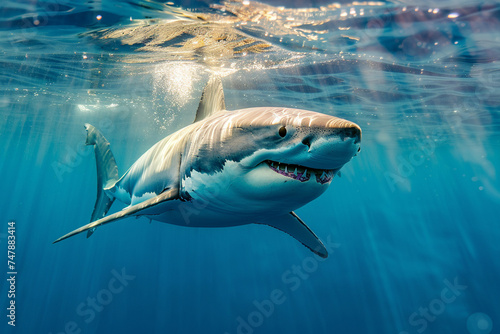 Great White Shark in Sunlit Waters © Melipo-Art