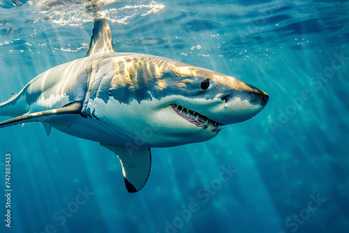 Great White Shark in Sunlit Waters © Melipo-Art