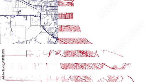 Map of the city of Corpus Christi Texas with an American Flag overlay. photo