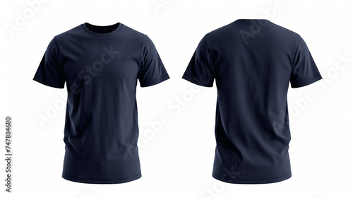 navy blue t shirt  mock up isolated on white background © daniel