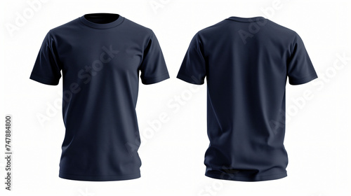 navy blue t shirt  mock up isolated on white background photo